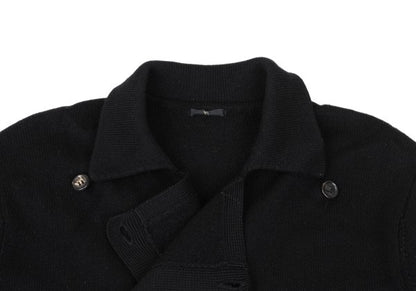 Y's Wool Knit Long Jacket Black Size M