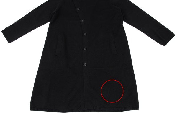 Y's Wool Knit Long Jacket Black Size M
