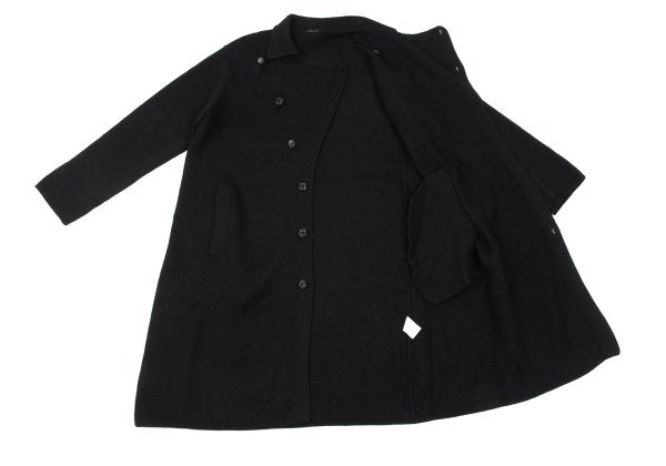 Y's Wool Knit Long Jacket Black Size M