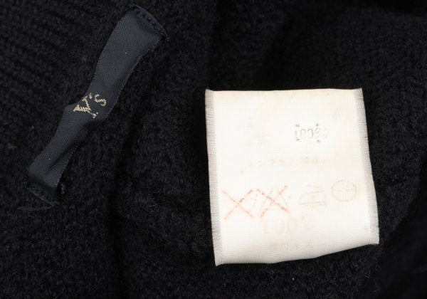 Y's Wool Knit Long Jacket Black Size M