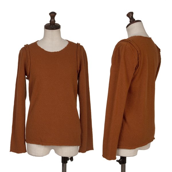 COMME des GARCONS Wool Blend Cut-off Sweater Brown Size M