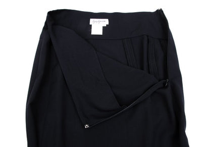 Yohji Yamamoto FEMME Wool Gabardine Flare Skirt Blue Size S