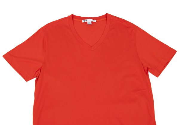 Y-3 Cotton V-Neck T-Shirt Red Size L