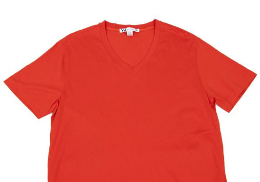 Y-3 Cotton V-Neck T-Shirt Red Size L