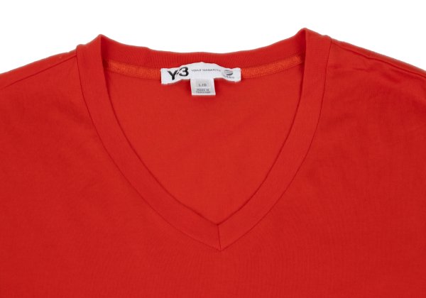 Y-3 Cotton V-Neck T-Shirt Red Size L
