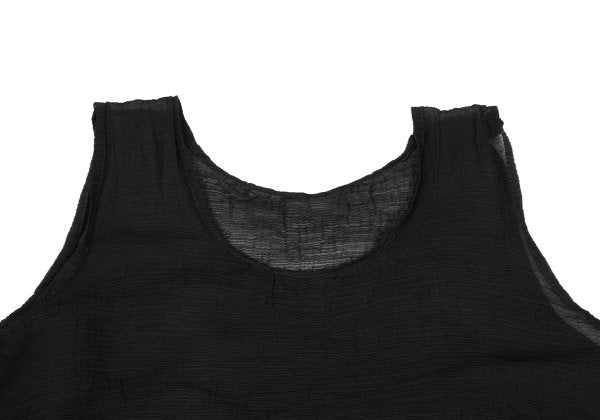 ISSEY MIYAKE me Crepe Pleat Sleeveless Tunic Black Blouse Size F