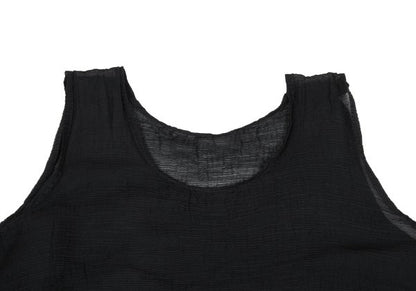 ISSEY MIYAKE me Crepe Pleat Sleeveless Tunic Black Blouse Size F
