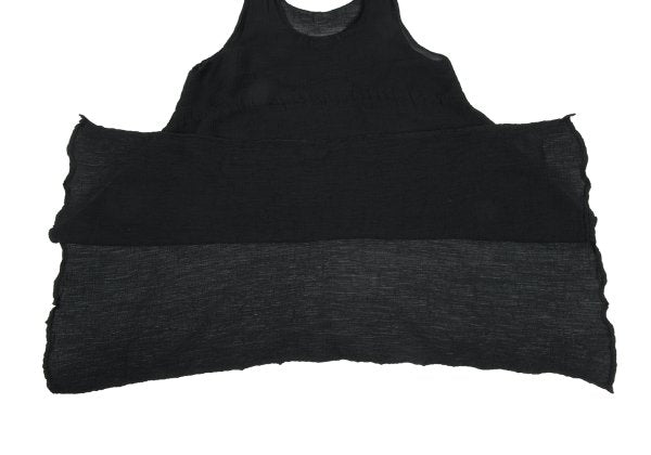 ISSEY MIYAKE me Crepe Pleat Sleeveless Tunic Black Blouse Size F