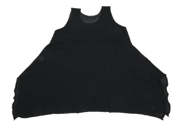 ISSEY MIYAKE me Crepe Pleat Sleeveless Tunic Black Blouse Size F