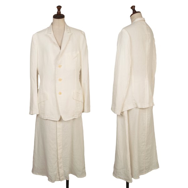 Y's Linen Out Pocket Design Midi Skirt Off-White Size 2