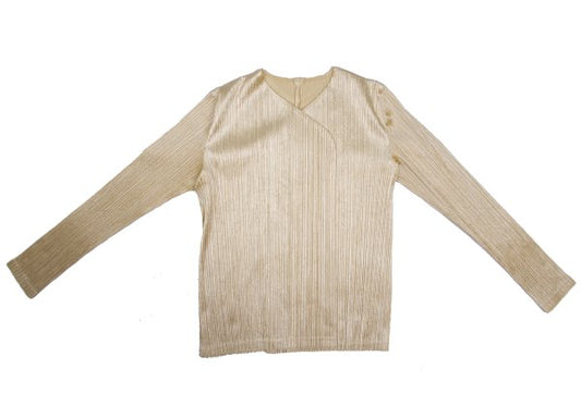 PLEATS PLEASE Velour Pleated Cardigan Beige Size 4