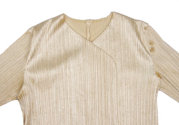 PLEATS PLEASE Velour Pleated Cardigan Beige Size 4