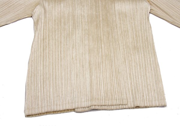 PLEATS PLEASE Velour Pleated Cardigan Beige Size 4