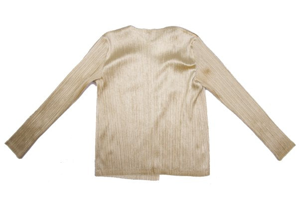PLEATS PLEASE Velour Pleated Cardigan Beige Size 4