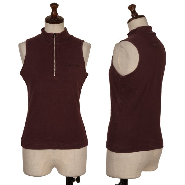 GAULTIER JEAN'S Cotton Logo Half-Zip Top Bordeaux Size 40