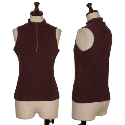 GAULTIER JEAN'S Cotton Logo Half-Zip Top Bordeaux Size 40