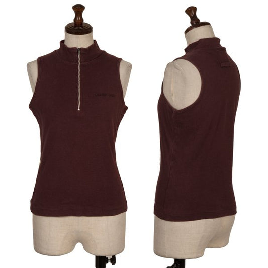 GAULTIER JEAN'S Cotton Logo Half-Zip Top Bordeaux Size 40