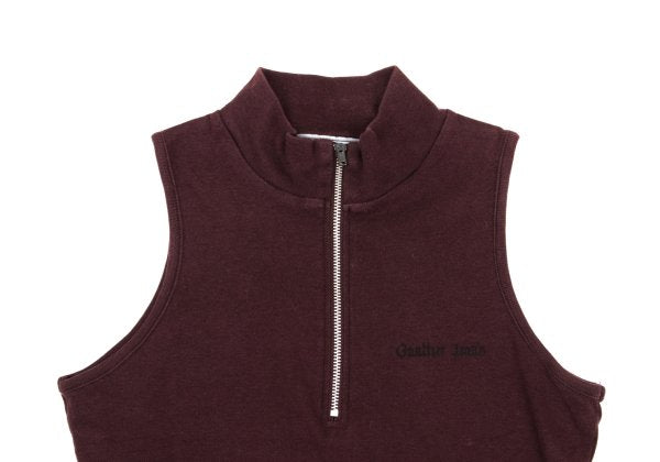 GAULTIER JEAN'S Cotton Logo Half-Zip Top Bordeaux Size 40