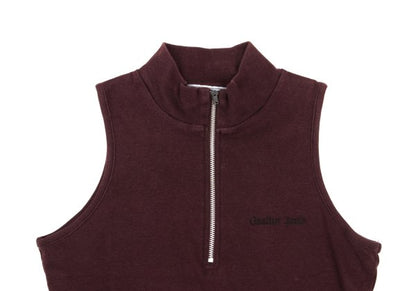 GAULTIER JEAN'S Cotton Logo Half-Zip Top Bordeaux Size 40