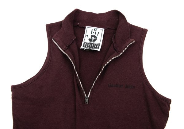 GAULTIER JEAN'S Cotton Logo Half-Zip Top Bordeaux Size 40