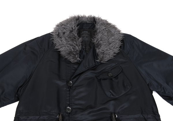 s'yte Faux Fur Shawl Collar Nylon Blouson Black Size 3