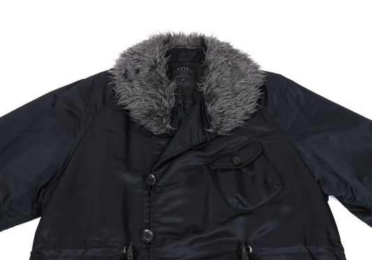 s'yte Faux Fur Shawl Collar Nylon Blouson Black Size 3