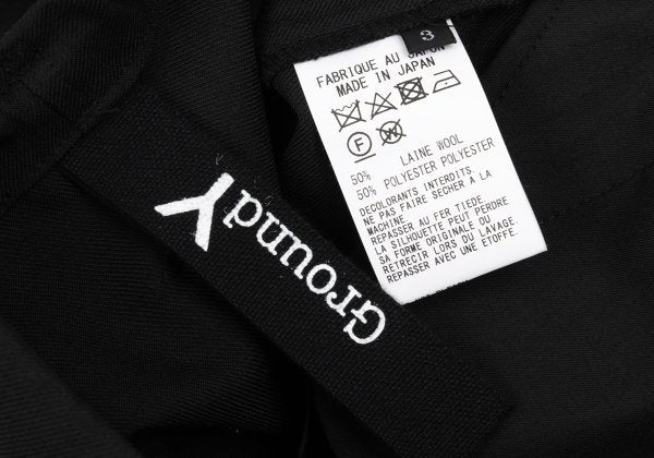 Ground Y Wool Poly Gabardine Waist Cord Pants Black Size 3