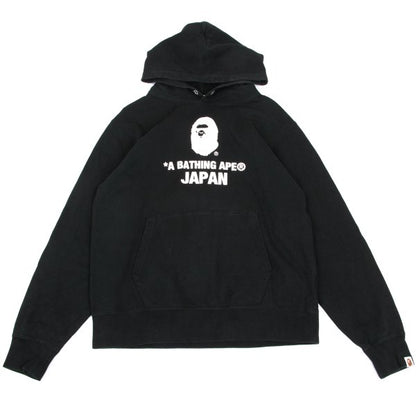 A BATHING APE BAPE Logo Print Hoodie Black Size L