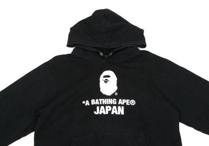 A BATHING APE BAPE Logo Print Hoodie Black Size L