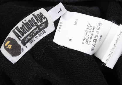 A BATHING APE BAPE Logo Print Hoodie Black Size L