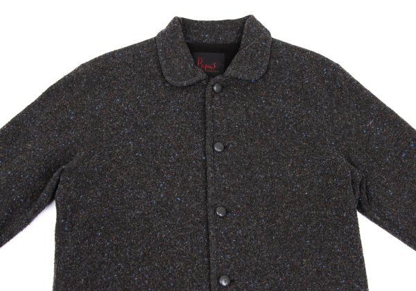 Papas Fleece-Lined Piping Mixed Knit Jacket Brown Size 48M