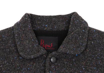 Papas Fleece-Lined Piping Mixed Knit Jacket Brown Size 48M