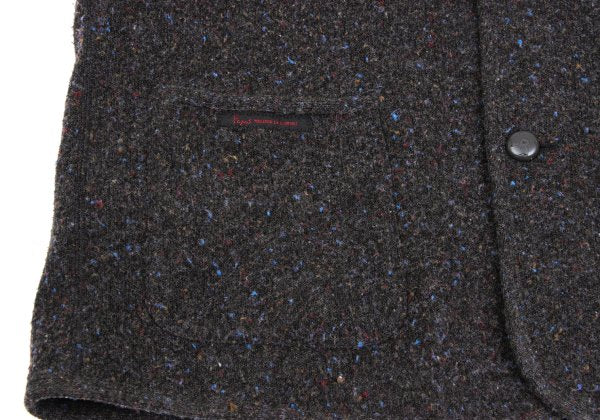 Papas Fleece-Lined Piping Mixed Knit Jacket Brown Size 48M