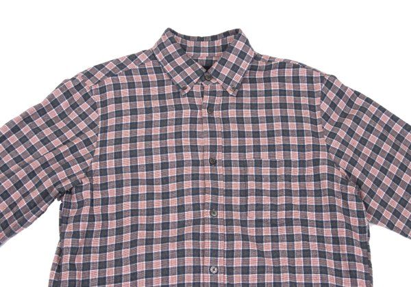 Papas Cotton Check Button-Down Flannel Shirt Red Size M