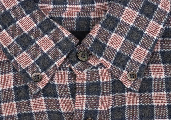 Papas Cotton Check Button-Down Flannel Shirt Red Size M