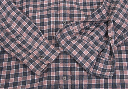 Papas Cotton Check Button-Down Flannel Shirt Red Size M