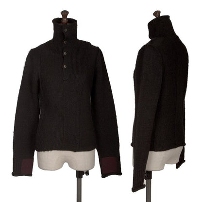Y's Alpaca Wool Blend Design Weave Sweater Black Size 3