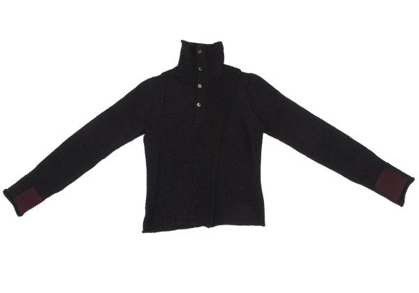 Y's Alpaca Wool Blend Design Weave Sweater Black Size 3