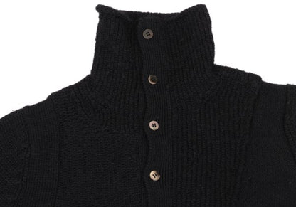 Y's Alpaca Wool Blend Design Weave Sweater Black Size 3