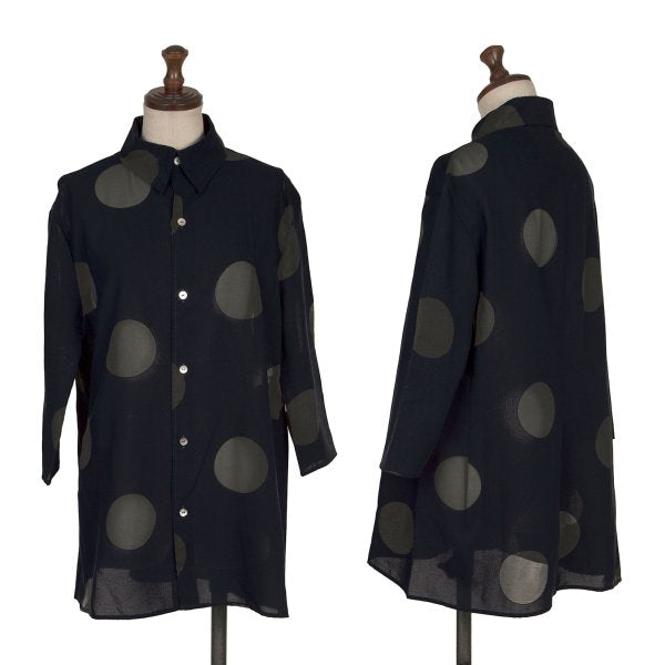 Y's Rayon Poly Dot Print 3/4 Sleeve Shirt Blue Size 4