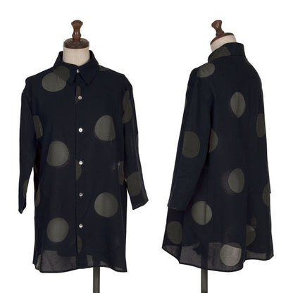 Y's Rayon Poly Dot Print 3/4 Sleeve Shirt Blue Size 4