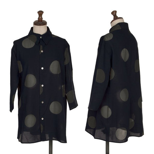 Y's Rayon Poly Dot Print 3/4 Sleeve Shirt Blue Size 4