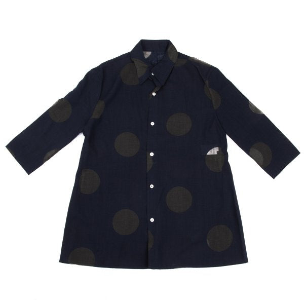 Y's Rayon Poly Dot Print 3/4 Sleeve Shirt Blue Size 4