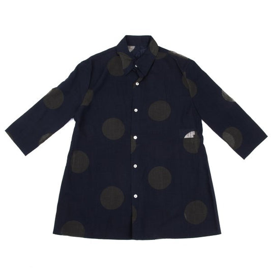 Y's Rayon Poly Dot Print 3/4 Sleeve Shirt Blue Size 4
