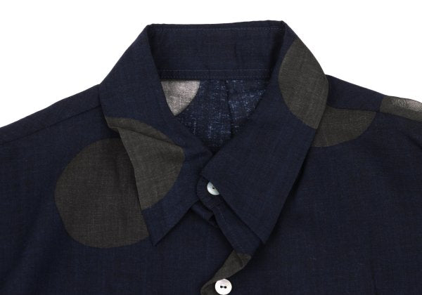 Y's Rayon Poly Dot Print 3/4 Sleeve Shirt Blue Size 4