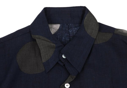 Y's Rayon Poly Dot Print 3/4 Sleeve Shirt Blue Size 4
