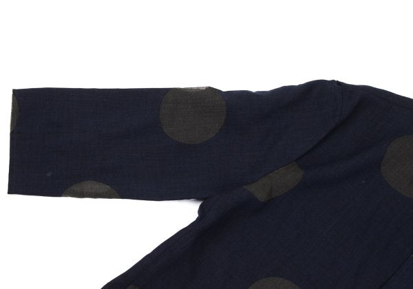 Y's Rayon Poly Dot Print 3/4 Sleeve Shirt Blue Size 4