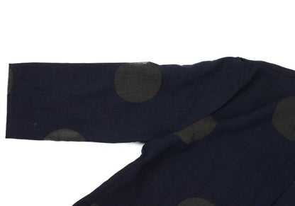 Y's Rayon Poly Dot Print 3/4 Sleeve Shirt Blue Size 4