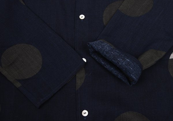 Y's Rayon Poly Dot Print 3/4 Sleeve Shirt Blue Size 4