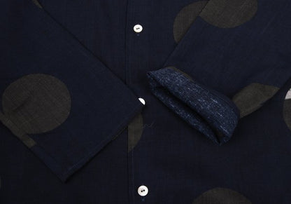 Y's Rayon Poly Dot Print 3/4 Sleeve Shirt Blue Size 4